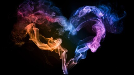 Heart shape made of colorful smoke - obrazy, fototapety, plakaty