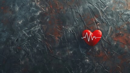 Heart with EKG pulse medical theme