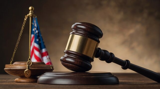 Judge balancing, judge's gavel weighing legal view from above, concept world social justice day - Powered by Adobe