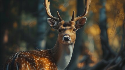 Naklejka na ściany i meble a cinematic and Dramatic portrait image for deer