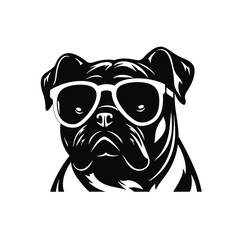 bulldog with sunglasses