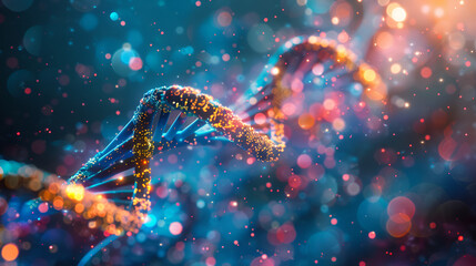 3d render of dna structure abstract background, generative ai