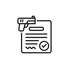 Gun license outline icons, minimalist vector illustration ,simple transparent graphic element .Isolated on white background