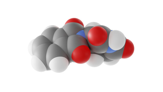 thalidomide molecule, contergan, molecular structure, isolated 3d model van der Waals