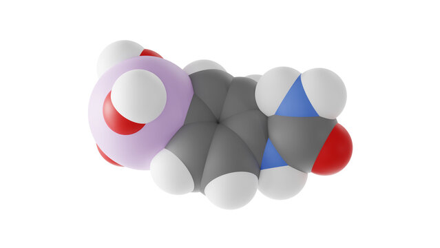 carbarsone molecule, antiprotozoal drug, molecular structure, isolated 3d model van der Waals