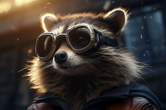 A raccoon in glasses