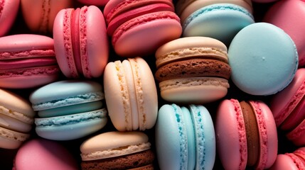 Colorful macaroons in pastel colors. Close up.