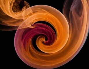 Orange-red spiral of smoke on a black background.