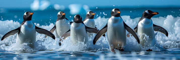 Group of King Penguins Returning from the Sea,
Majestic procession of king penguins on South Georgia 