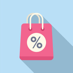 Sale paper bag icon flat vector. Promotion tag shop. Hot rate holiday
