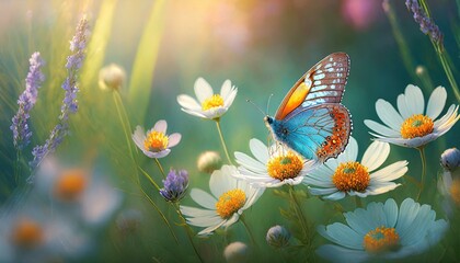 Background flower butterfly spring garden floral beauty blossom plant blue. Garden spring butterfly...