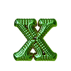 Symbol made of green spheres. letter x