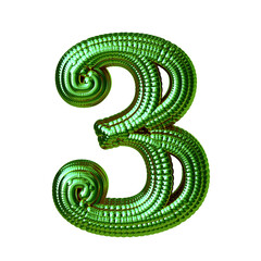 Symbol made of green spheres. number 3