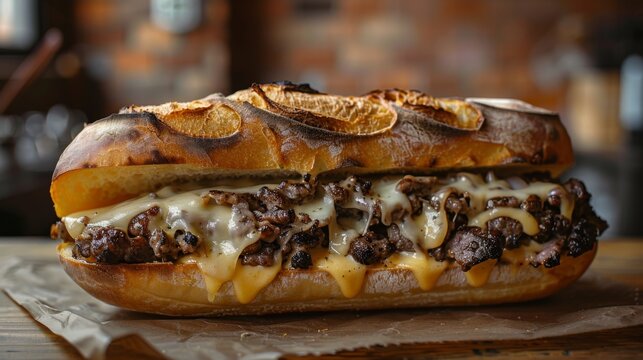 Philly cheesesteak. Classic Philly cheesesteak. Philly cheese steak sandwich.