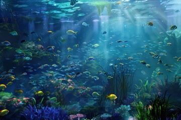 Fototapeta na wymiar underwater and aquarium