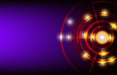 Vector illustration of a brightly lit ring around the circle, used for technology work, High tech futuristic digital innovation background, Abstract blue technology background. Hi-tech communication.