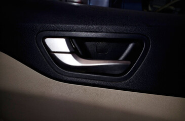 Closeup view of inner Car door Handle