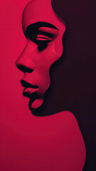 Dramatic Red Silhouette, Modern Minimalist Art