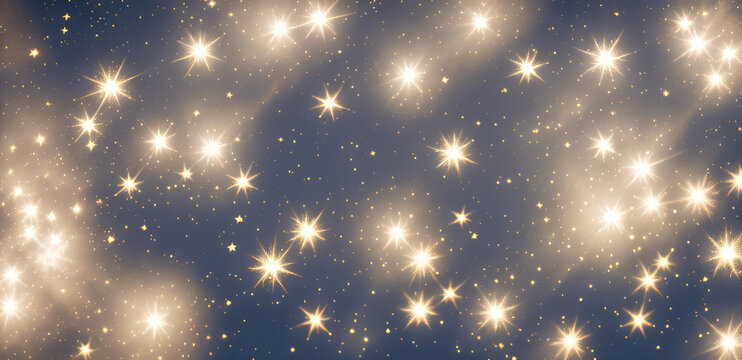 Starry glowing sky. Abstract night sky background. AI generative.