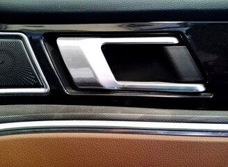 Closeup view of inner Car door Handle