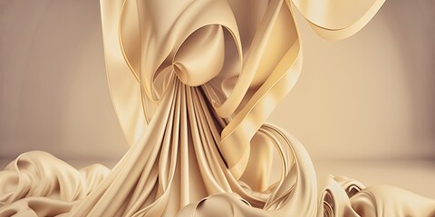 Background with flowing beige cloth soft. Product presentation. Luxury mockup advertisement copy space mockup. Event jewellery.