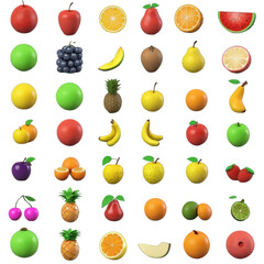 Fototapeta na wymiar 3d render fruits icon pack on isolated transparent background png, generated with AI