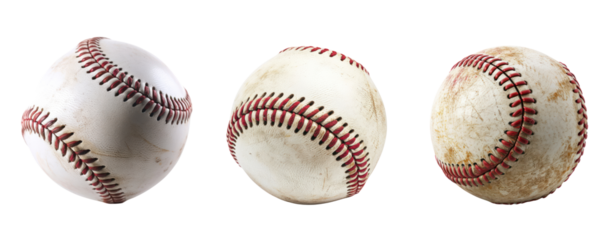 Set of baseball isolated on white background.