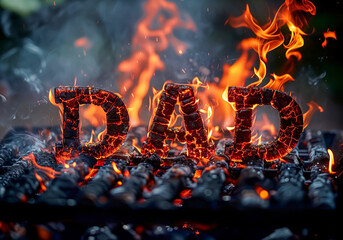 Dad grill flame text