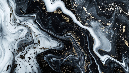 Obraz premium Abstract Marble Black and White Mix: Wallpaper Background