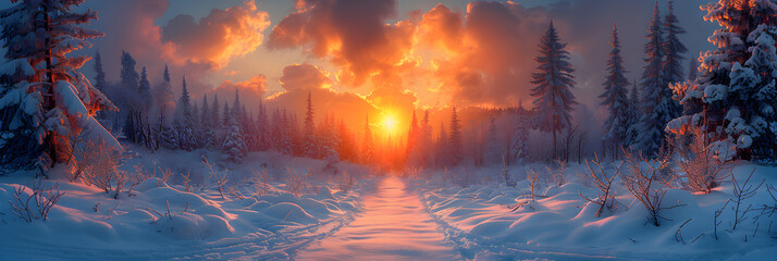 Winter Landscape Colorful Sunset in the Beauty,
Sunset in the winter forest wallpapers
