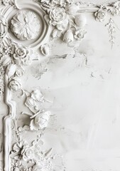 light white floral embossing frame, baroque, copy space 