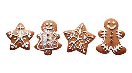 Merry Christmas handmade gingerbread isolated on transparent background