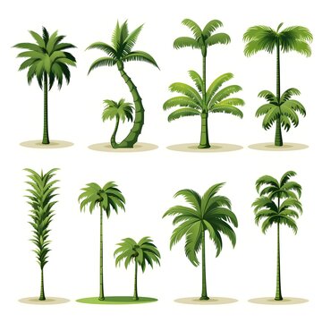 Palm Tree Set Illustration Collecti Ai Generated Free PNG and Clipart
