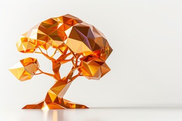 Close-up, Abstract low poly tree