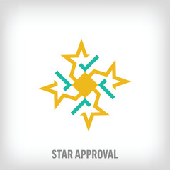 Obraz premium Creative star and check combination logo. Uniquely designed color transitions. Star team and competition logo template moving towards the top. vector.
