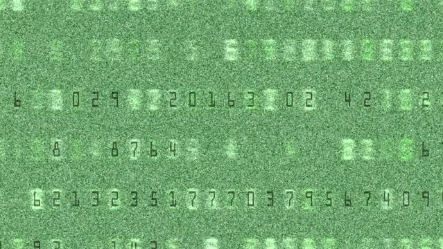 Green color. Super 16 mm film grain with running numbers
