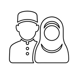 avatar muslim man and woman line icon