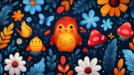 Cute doodle character graphic background