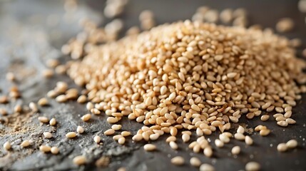 handful of sesame seeds, packed with calcium and iron - obrazy, fototapety, plakaty