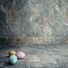 Easter stone floor with empty copy space Generative Ai  - 753688311