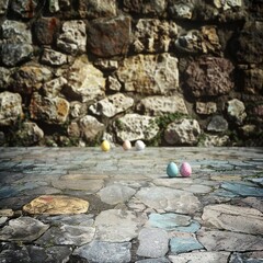 Easter stone floor with empty copy space Generative Ai  - 753688327