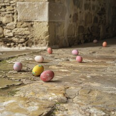 Easter stone floor with empty copy space Generative Ai  - 753688363