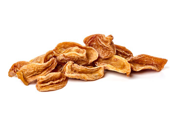 Dried persimmons, close-up, isolated on white background.