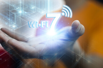 concept technology wifi 7 connect to the internet world with new technology