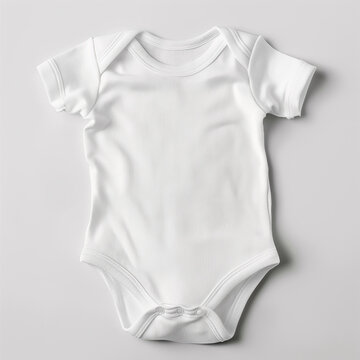 Plain white babo bodysuit mockup flatlay (generative ai)