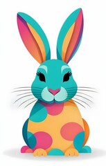 Colorful easter bunny on a white background.