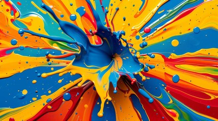 Abstract splash paint background with vibrant colors and retro feel