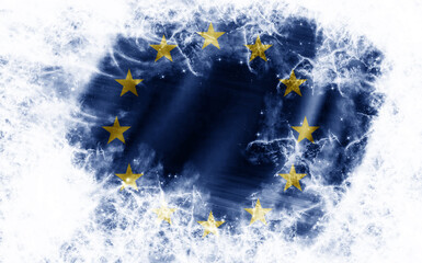 White background with worn Europe flag