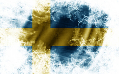 White background with worn Sweden flag
