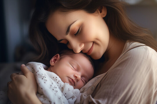 AI generated photo moment of unconditional love mom hugging and embracing child